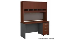 Stand-Alone Desks with Hutch Bush Furniture 60in W x 24in D Office Desk with Hutch and Assembled 3 Drawer Mobile File Cabinet