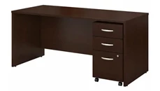 Stand-Alone Single Pedestal Desks Bush Furniture 66in W x 30in D Office Desk with Assembled 3 Drawer Mobile File Cabinet