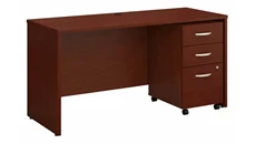 Stand-Alone Single Pedestal Desks Bush Furniture 60in W x 24in D Office Desk with Assembled 3 Drawer Mobile File Cabinet