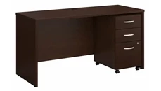 Stand-Alone Single Pedestal Desks Bush Furniture 60in W x 24in D Office Desk with Assembled 3 Drawer Mobile File Cabinet