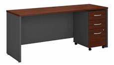 Stand-Alone Single Pedestal Desks Bush Furniture 72in W x 24in D Office Desk with Assembled 3 Drawer Mobile File Cabinet