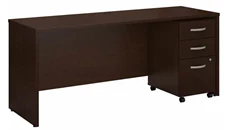 Stand-Alone Single Pedestal Desks Bush Furniture 72in W x 24in D Office Desk with Assembled 3 Drawer Mobile File Cabinet