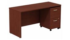 Stand-Alone Single Pedestal Desks Bush Furniture 60in W Desk Credenza with Assembled 2 Drawer Mobile Pedestal