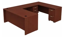 U Shaped Double Pedestal Desks Bush Furniture 72in W U-Shaped Desk with (2) Assembled Mobile File Cabinets