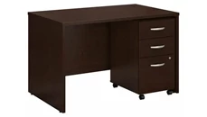 Stand-Alone Single Pedestal Desks Bush Furniture 48in W x 30in D Office Desk with Assembled 3 Drawer Mobile File Cabinet