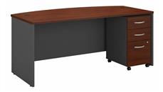 Stand-Alone Single Pedestal Desks Bush Furniture 72in W x 36in D Bow Front Desk with Assembled 3 Drawer Mobile File Cabinet
