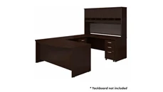 U Shaped Desks with Hutch Bush Furniture 72in W Bow Front U-Shaped Desk with Hutch and (2) Assembled Mobile File Cabinets