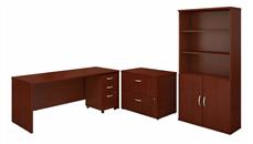 Office Suites Bush Furniture 72in W Office Desk with Bookcase and Assembled Lateral and Mobile File Cabinets