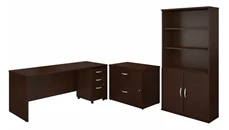 Office Suites Bush Furniture 72in W Office Desk with Bookcase and Assembled Lateral and Mobile File Cabinets