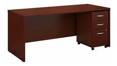 Stand-Alone Single Pedestal Desks Bush Furniture 72in W x 30in D Office Desk with Assembled Mobile File Cabinet