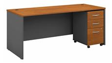 Stand-Alone Single Pedestal Desks Bush Furniture 72in W x 30in D Office Desk with Assembled Mobile File Cabinet