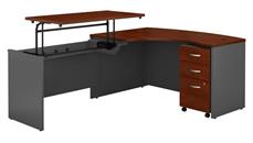 Standing Desks - Manually Adjustable Bush Furniture 60in W x 85in D Left Hand 3 Position Sit to Stand L Shaped Desk with Mobile File Cabinet
