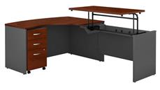 Standing Desks - Manually Adjustable Bush Furniture 60in W x 43in D Right Hand 3 Position Sit to Stand L Shaped Desk with Mobile File Cabinet