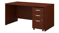 Stand-Alone Single Pedestal Desks Bush Furniture 60in W x 30in D Office Desk with Assembled 3 Drawer Mobile File Cabinet