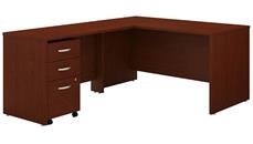L Shaped Single Pedestal Desks Bush Furniture 60in W L-Shaped Desk with Assembled 3 Drawer Mobile File Cabinet