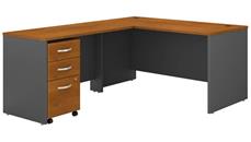 L Shaped Single Pedestal Desks Bush Furniture 60in W L-Shaped Desk with Assembled 3 Drawer Mobile File Cabinet