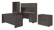 Office Suites Bush Furniture 72in W x 36in D U-Shaped Desk with Hutch, Bookcase and 2 Assembled File Cabinets