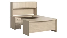 U Shaped Desks with Hutch Bush Furniture 72in W x 36in D U-Shaped Desk with Hutch and Assembled Mobile File Cabinet