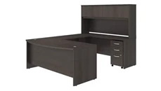 U Shaped Desks with Hutch Bush Furniture 72in W x 36in D U-Shaped Desk with Hutch and Assembled Mobile File Cabinet