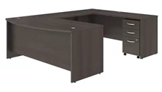U Shaped Single Pedestal Desks Bush Furniture 72in W x 36in D U-Shaped Desk with Assembled Mobile File Cabinet