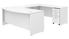 U Shaped Single Pedestal Desks Bush Furniture 72in W x 36in D U-Shaped Desk with Assembled Mobile File Cabinet