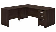 L Shaped Single Pedestal Desks Bush Furniture 72in W x 30in D L-Shaped Desk with 42in W Return and Assembled Mobile File Cabinet
