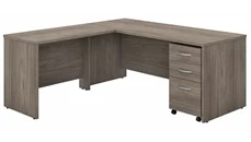 L Shaped Single Pedestal Desks Bush Furniture 72in W x 30in D L-Shaped Desk with 42in W Return and Assembled Mobile File Cabinet