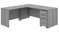 L Shaped Single Pedestal Desks Bush Furniture 72in W x 30in D L-Shaped Desk with 42in W Return and Assembled Mobile File Cabinet