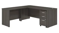 L Shaped Single Pedestal Desks Bush Furniture 72in W x 30in D L-Shaped Desk with 42in W Return and Assembled Mobile File Cabinet