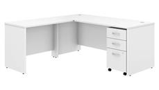 L Shaped Single Pedestal Desks Bush Furniture 72in W x 30in D L-Shaped Desk with 42in W Return and Assembled Mobile File Cabinet