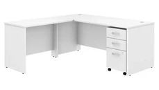 L Shaped Single Pedestal Desks Bush Furniture 72in W x 30in D L-Shaped Desk with 42in W Return and Assembled Mobile File Cabinet