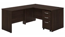 L Shaped Single Pedestal Desks Bush Furniture 60in W x 30in D L-Shaped Desk with 42in W Return and Assembled Mobile File Cabinet