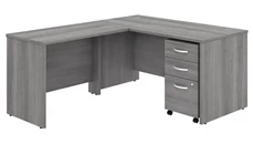 L Shaped Single Pedestal Desks Bush Furniture 60in W x 30in D L-Shaped Desk with 42in W Return and Assembled Mobile File Cabinet