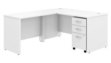 L Shaped Single Pedestal Desks Bush Furniture 60in W x 30in D L-Shaped Desk with 42in W Return and Assembled Mobile File Cabinet
