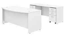 Office Suites Bush Furniture 72in W x 36in D Bow Front Desk and Credenza with 2 Assembled Mobile File Cabinets