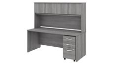 Stand-Alone Desks with Hutch Bush Furniture 72in W x 30in D Office Desk with Hutch and Assembled Mobile File Cabinet