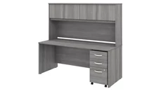 Stand-Alone Desks with Hutch Bush Furniture 72in W x 30in D Office Desk with Hutch and Assembled Mobile File Cabinet