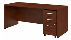 Stand-Alone Single Pedestal Desks Bush Furniture 72in W x 30in D Office Desk with Assembled Mobile File Cabinet