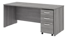 Stand-Alone Single Pedestal Desks Bush Furniture 72in W x 30in D Office Desk with Assembled Mobile File Cabinet