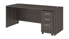 Stand-Alone Single Pedestal Desks Bush Furniture 72in W x 30in D Office Desk with Assembled Mobile File Cabinet