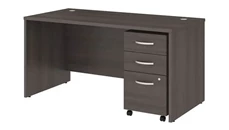 Stand-Alone Single Pedestal Desks Bush Furniture 60in W x 30in D Office Desk with Assembled Mobile File Cabinet