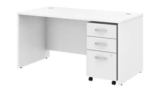 Stand-Alone Single Pedestal Desks Bush Furniture 60in W x 30in D Office Desk with Assembled Mobile File Cabinet