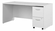 Stand-Alone Single Pedestal Desks Bush Furniture 66in W x 30in D Office Desk with Assembled 2 Drawer Mobile File Cabinet