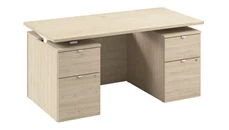 Standing Desks - Electronically Adjustable Bush Furniture 60in Electric Standing Desk with Drawers and Modesty Panel