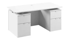 Standing Desks - Electronically Adjustable Bush Furniture 60in Electric Standing Desk with Drawers and Modesty Panel