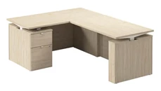 Standing Desks - Electronically Adjustable Bush Furniture 60in Height Adjustable L-Shaped Standing Desk with File Cabinet