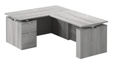 Standing Desks - Electronically Adjustable Bush Furniture 60in Height Adjustable L-Shaped Standing Desk with File Cabinet