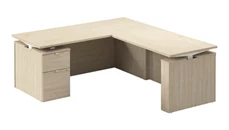 Standing Desks - Electronically Adjustable Bush Furniture 72in W  Height Adjustable L-Shaped Standing Desk with File Cabinet