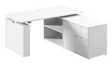 Standing Desks - Electronically Adjustable Bush Furniture 60in Electric Height Adjustable Standing Desk with Storage
