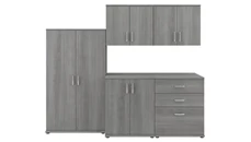 Storage Cabinets Bush Furniture 92in W 5 Piece Modular Storage Set with Floor and Wall Cabinets